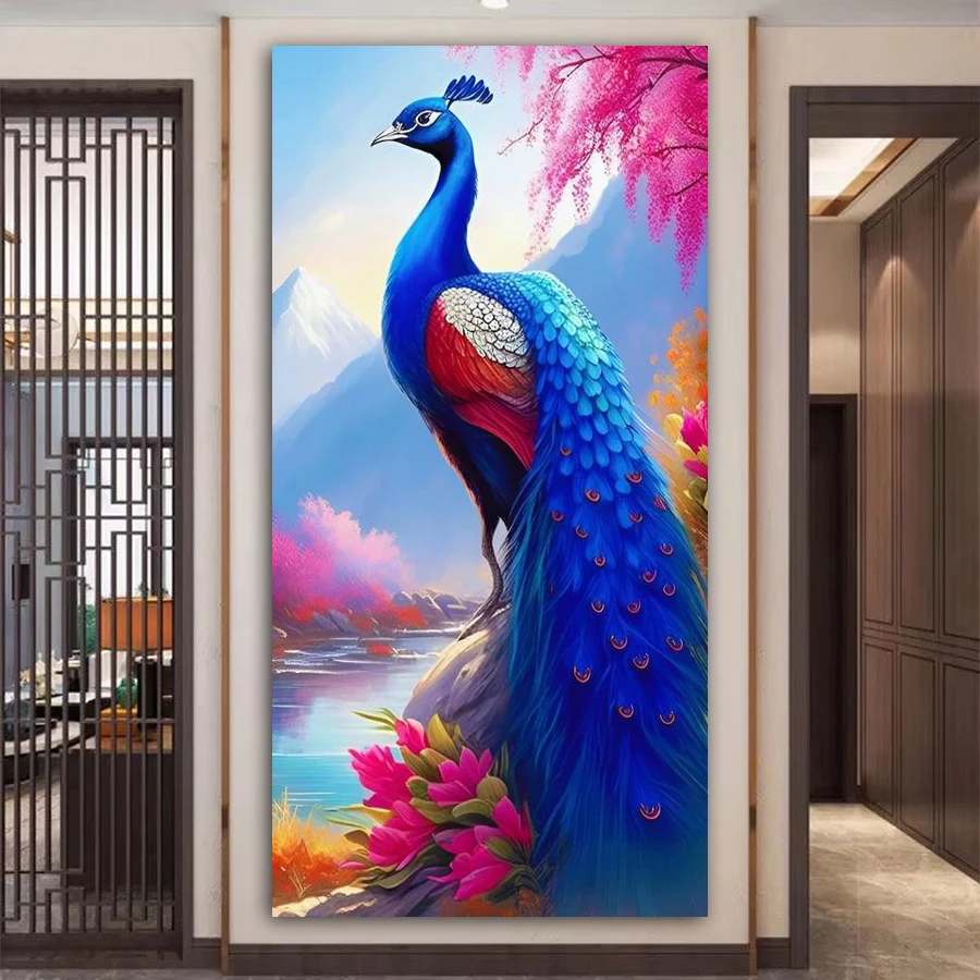 

Большой размер Diy алмазные художественные наборы для рисования новая коллекция красочные павлина полная мозаика вышивка животные птицы цветы картина
