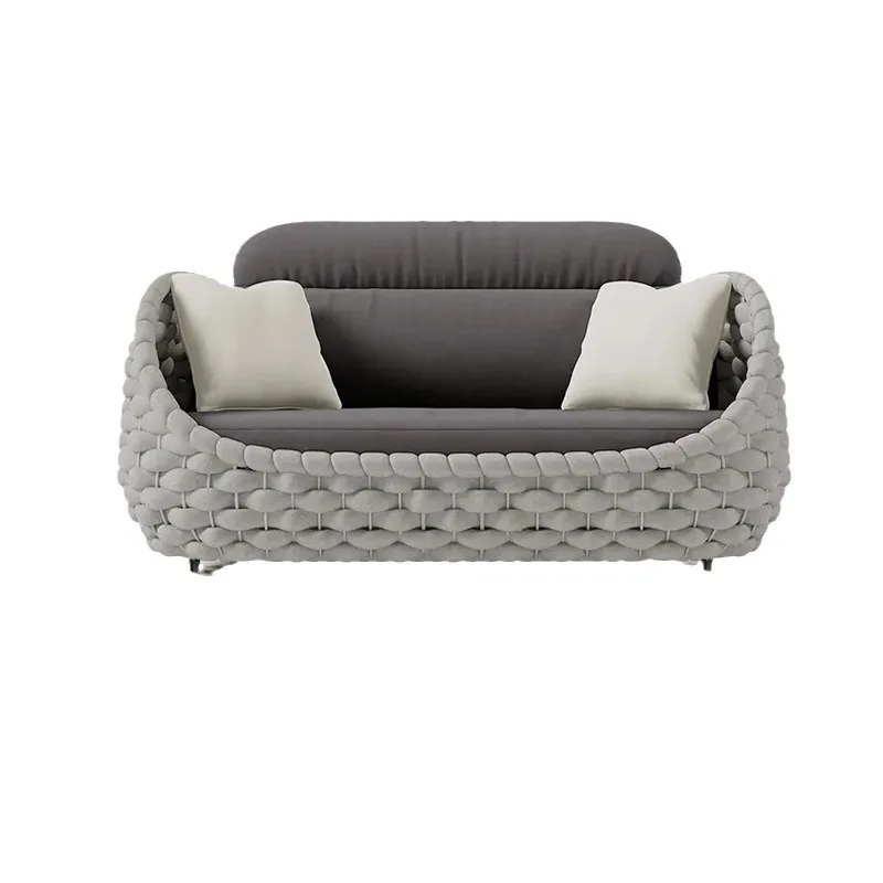 

Rattan sofa courtyard open-air villa garden sofa leisure balcony rattan chair three-piece outdoor furniture