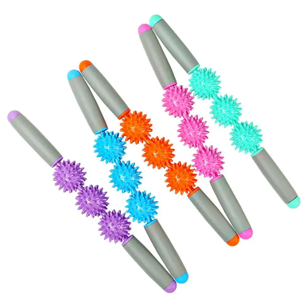 Spiky 3-5 balls massage stick, trigger point,  facial cellulite, muscle roller  yoga, fitness, legs, arm