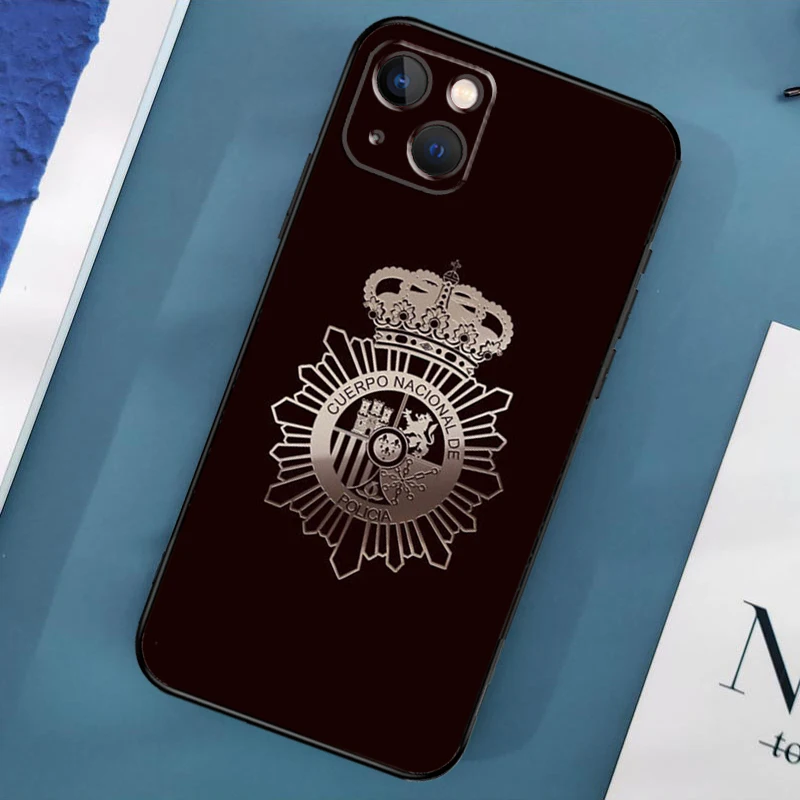 Spain National Police Logo Phone Case For iPhone 16 15 14 Pro Max 11 13 12 Mini X XR XS Max Plus Cover Capa