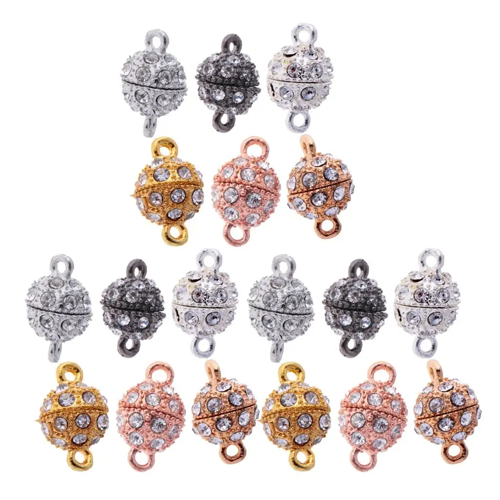 

18 Pieces Round Ball Rhinestone Paved Necklace Bracelet Connector