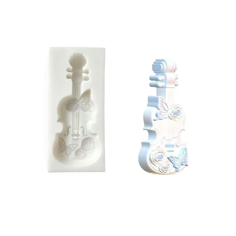 European-style Carved Butterfly Love Flower Violin Handmade Mold Gift Souvenir Fragrance Decoration Silicone Mold Silicone Molds 5