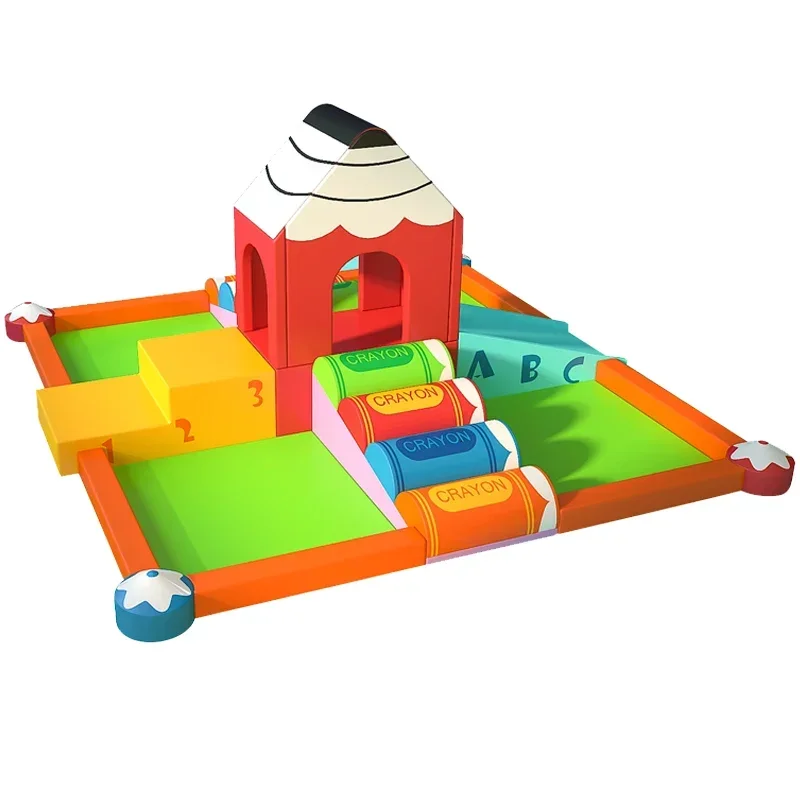 

more popular crayon castle short fences with different colors customize children soft play in preschool playground