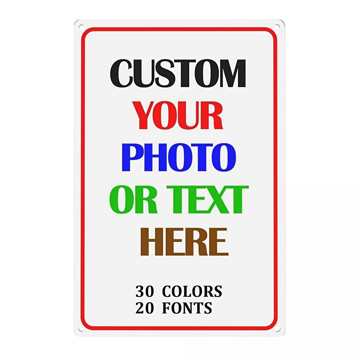 Customizable 20x30cm Iron Sign, DIY Photo/Text with Multiple Colors & Fonts, Durable Wall Decor
