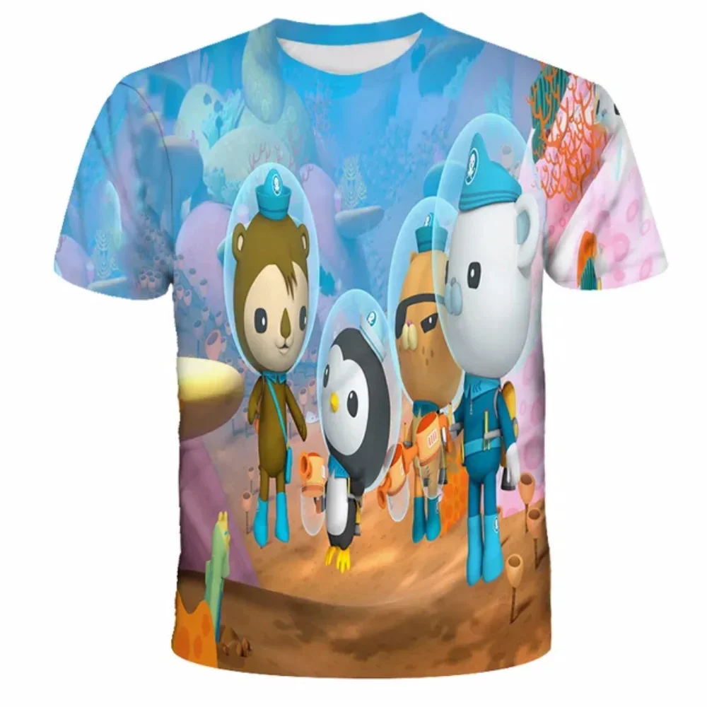 3D Octonauts Print T-shirt para crianças, manga curta, O-neck, camisas gráficas engraçadas, roupas para meninos e meninas, moda para o verão