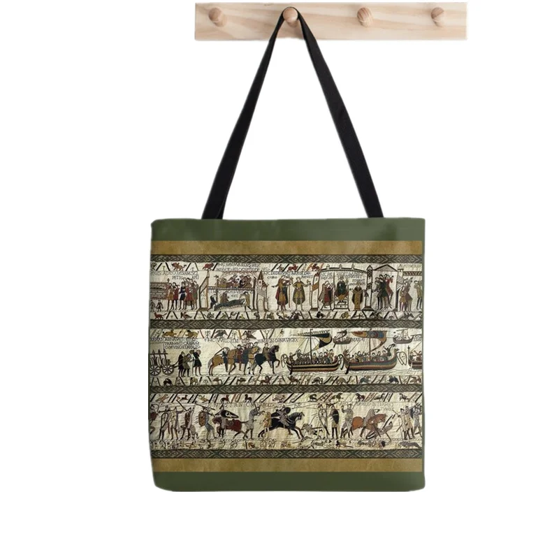 

Women Shopper bag Bayeux Tapestry HORSE Kawaii Bag Harajuku Shopping Canvas Shopper Bag girl handbag Tote Shoulder Lady Bag