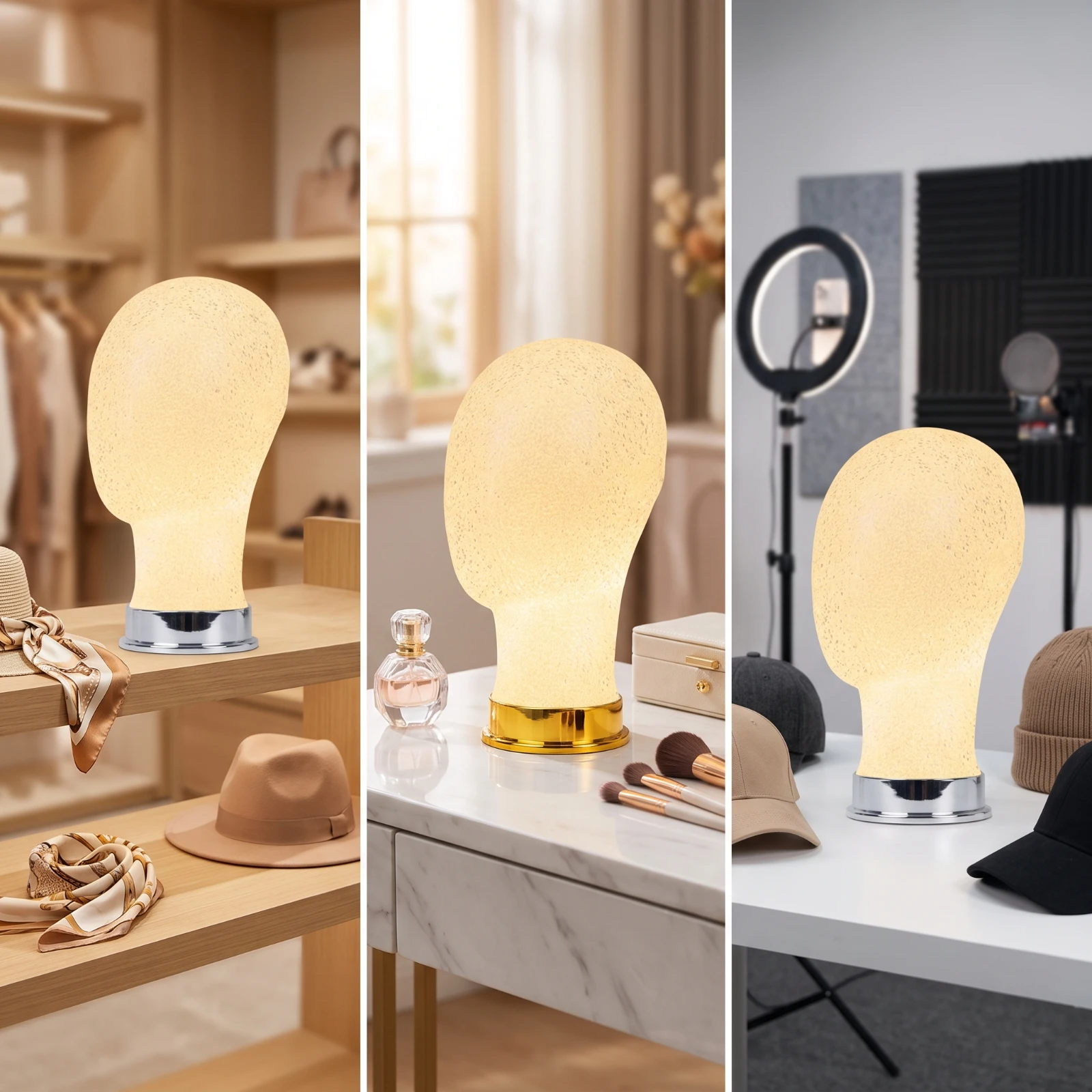 Mannequin Head Lamp Ambient Mannequin Head with Light Display Model Professional Sturdy for Shop Owners, Bedside