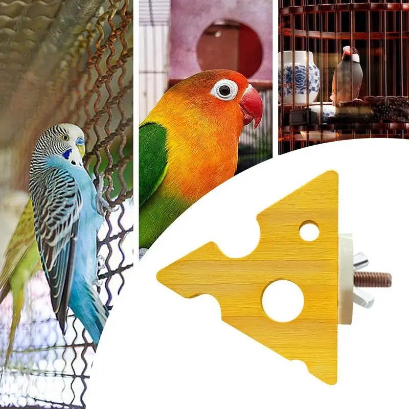 Parrot Pole Creative Cheese-shaped Stand Wooden Paw Grinding Bird Toy Pet Parrot Perches For Cage Birds Cage Accessories