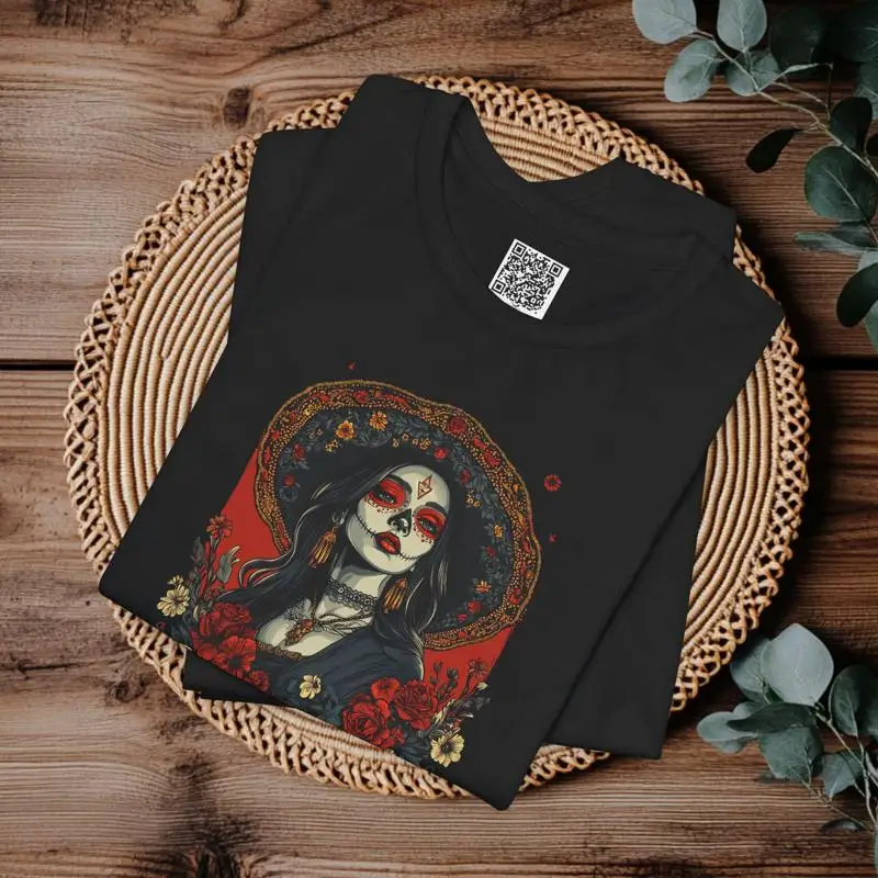 Camiseta Dark Catrina Día de los Muertos gótico Calavera de azúcar Arte de Calavera mexicano Halloween estético XS 5XL