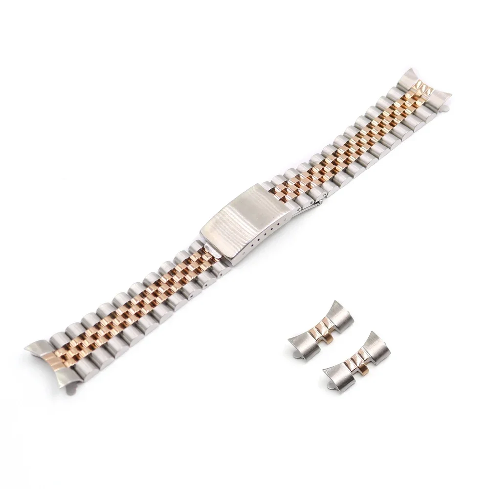 Rolamy-Substituição Watch Band Strap, oco, Curvo End, Solid Screw Links, Estilo antigo, Jubilee Dayjust, 19mm, 20mm, 22mm, Atacado