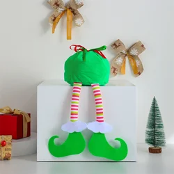 Elf Christmas Santa Sack For Kids Green Soft Plush Gift Candy Bag Ribbon Drawstring Xmas Present Storage