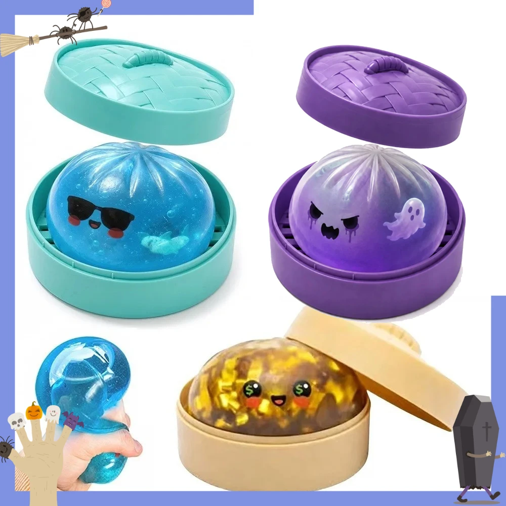 Glitzer-Hai-Dumplings: Weiches, langsam rückfederndes Mini-Brötchen-Fidget-Spielzeug mit Dampfgarer – Quetschspielzeug für Events & Partys