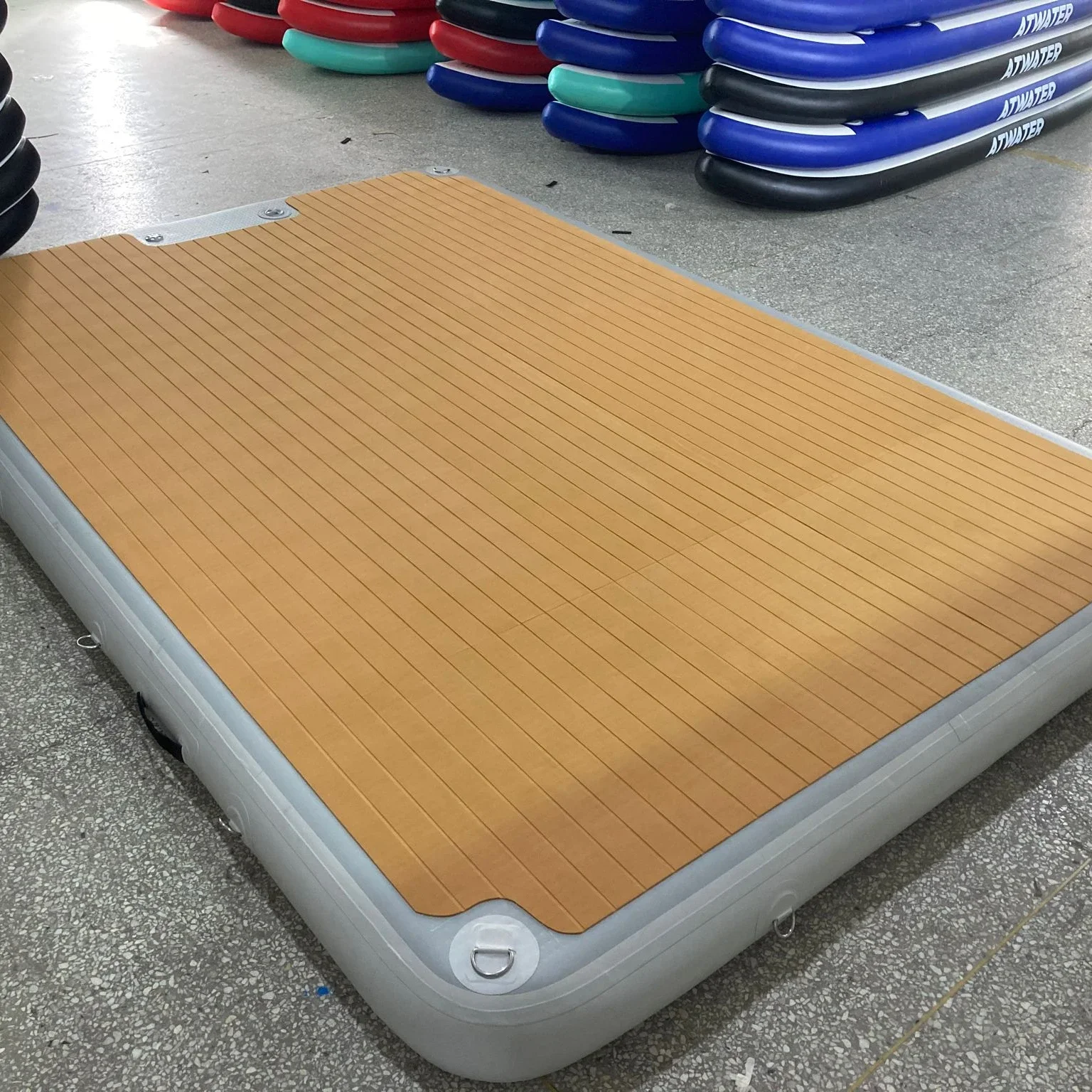 

2.5X1.5X0.2M Teak Dock Inflatable Water Fishing Platform Yacht Floating Dock Island