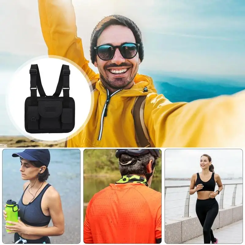 Riñonera de pecho para hombres, mochila frontal, bolsa de pecho, chaleco de pecho de moda, mochila de pecho de viaje para entrenamientos, esquí, ciclismo