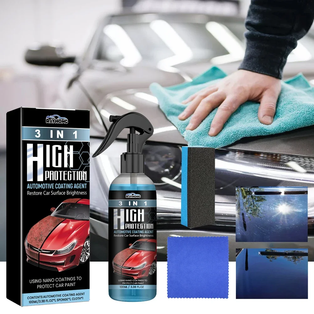 3 in 1 High Protection Quick Ceramic Coating Nano Spray Car Coating Wax Polishing Spray Plastic Refresh Fast Fine Scratch Repair