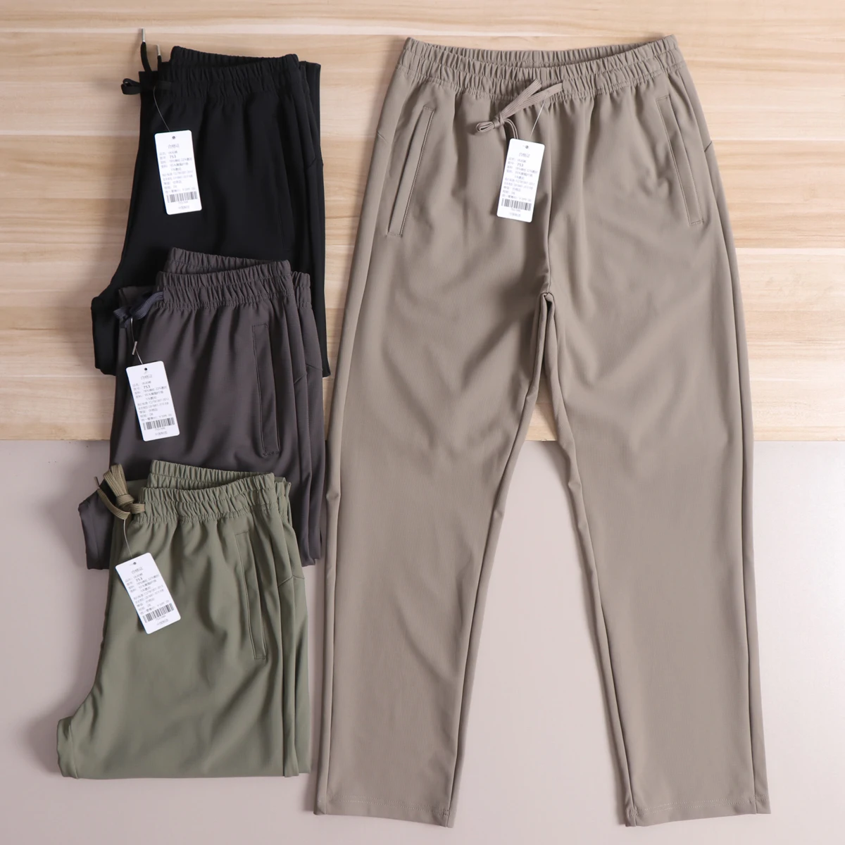 Thickened Fleece Anti-wind Warm Men's Outdoor Sports Straight Leg Elastic Waist Long Pants Casual Trousers Trendy