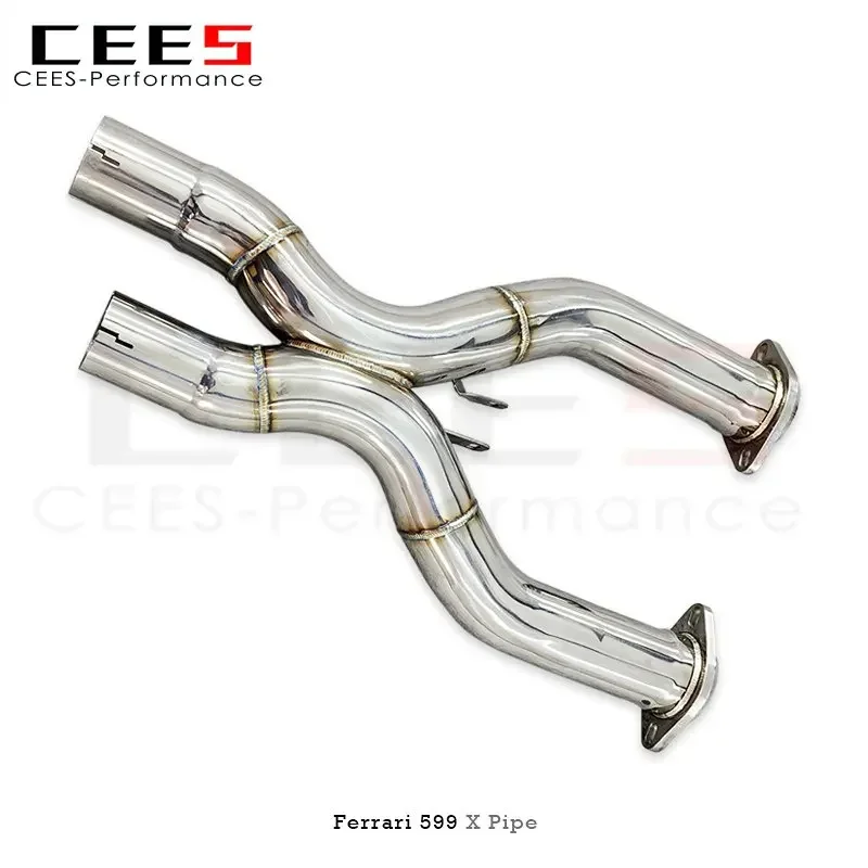 CEES Exhaust Pipe For Ferrari 599 GTB/GTO 2006-2016 X Pipe without catalyst SS304 Stainless Steel Car Exhaust System