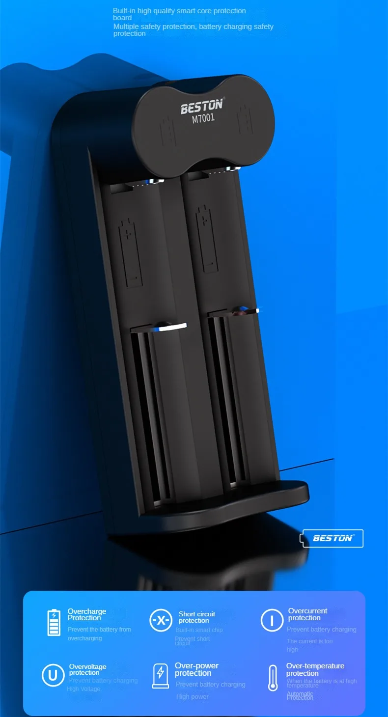 Universal 18650 Battery Charger 3.7V 2 Slots Smart Charging Fast Charge 18650 Li-ion Rechargeable Lithium Battery Charger