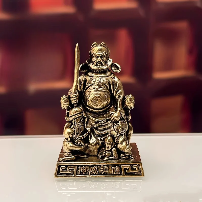 Vintage Chinese Brass Zhong Kui Mythology God Statue Taoist Deity Figurine Desktop Decor Ornament Home Decor Collectible Gift