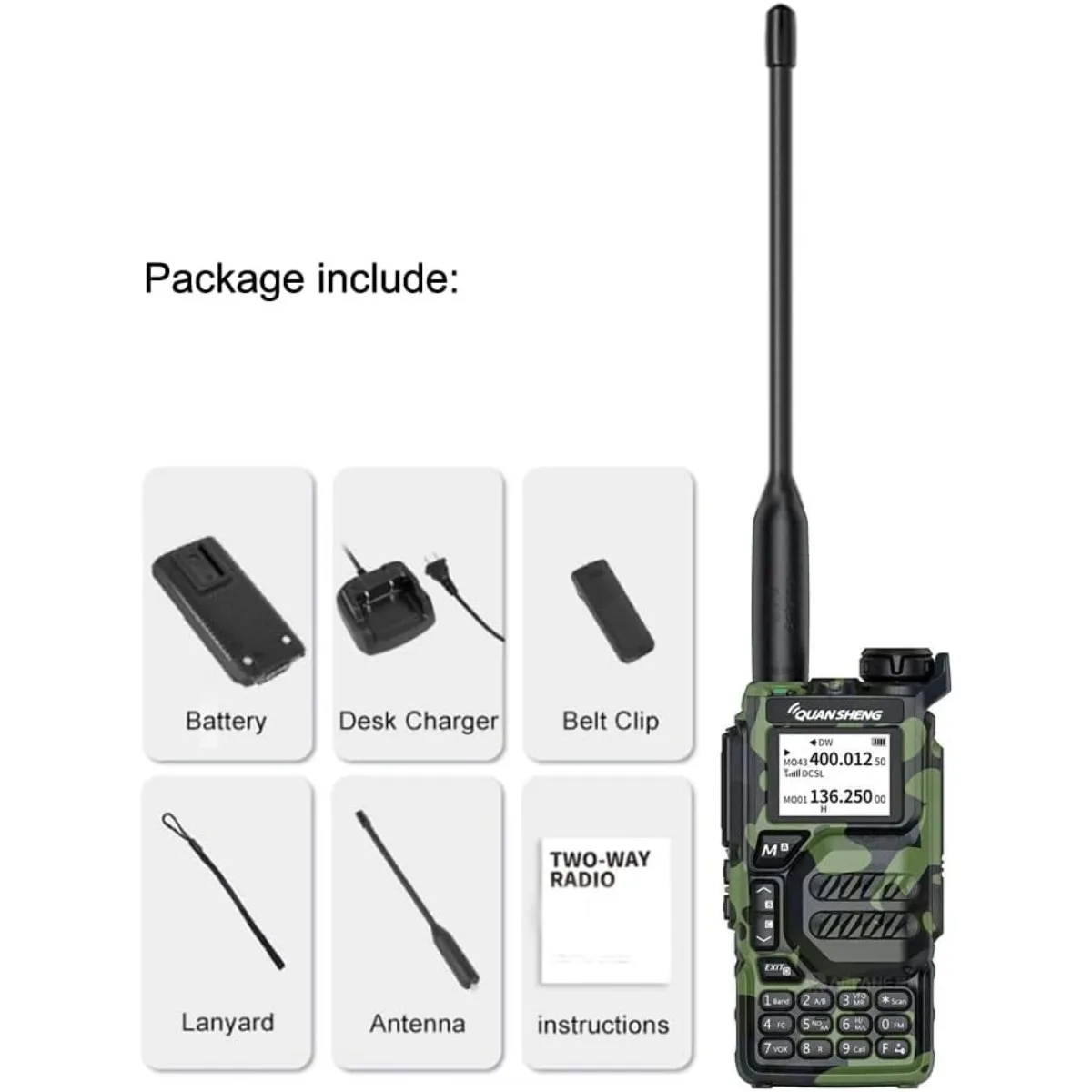 Quansheng K5 HAM Radio Camouflage vert fonction de cryptation récepteur de bande d'air DTMF MDC1200 grenouille râpe queue son USB-C Port