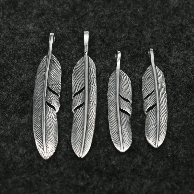 

Thai Silver Retro S925 Pure Silver Taijiao Chain High Bridge Handmade High end Feather Necklace Pendant by Yu Wenle Same Style