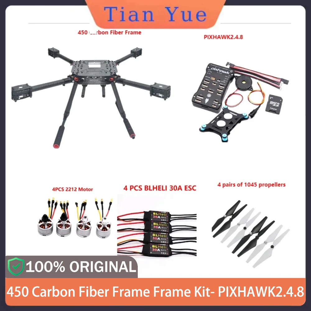 

450 Carbon Frame Drone Kit - Pixhawk2.4.8 Autopilot + Ardupilot + 2212 Motor 30A ESC + 100MW Radio Telemetry for FPV