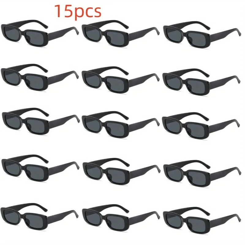

15pcs Unisex Trendy Small Frame Fashion Glasses Black Casual Decorative Glasses for Parties Photo Booth Props Graduation