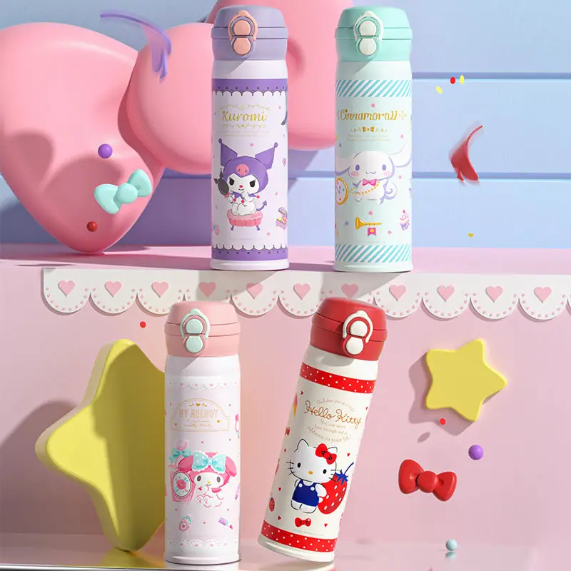 

Children Kuromi Hello Kitty Sanrio 316 student thermos cup straw high-looking and cute special water cup birthday gift wholesale