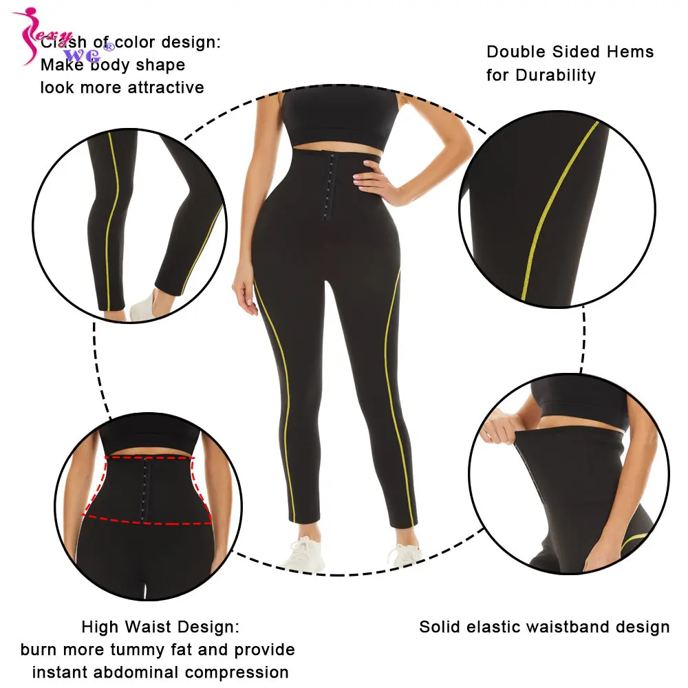 SEXYWG Sauna Pants for Women Weight Loss Sweat Trousers Thermo Neoprene Belly Tight Leggings Waist Trainer Fitness Workout Gym