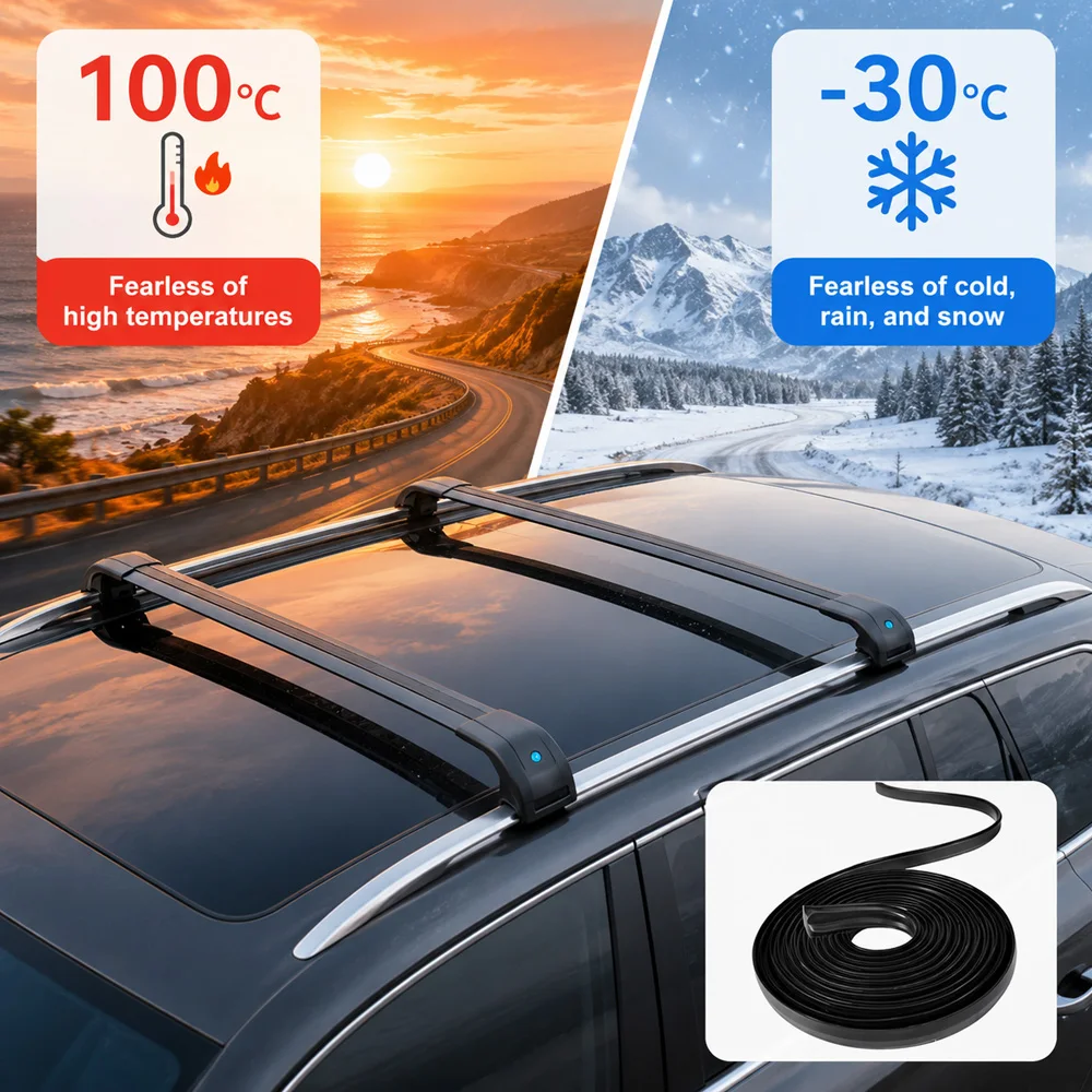 3m/4m Car Roof Rack Rubber Sealing Strip Black Rubber For Thule WingBar/Aeroblad/Pioneer Platform Top Rod view 4