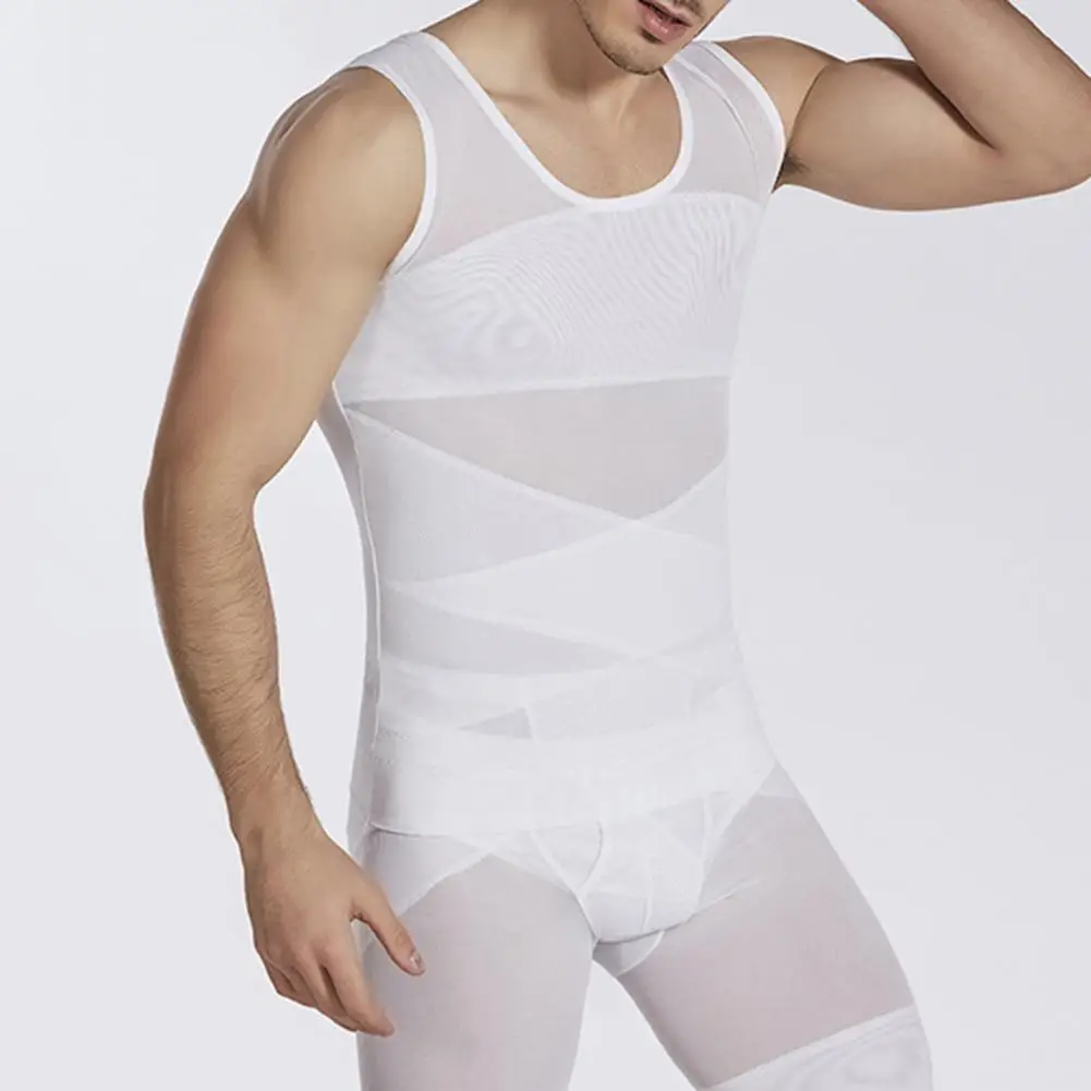 Men Slimming Vest Body Shaper Waist Trainer Sleeveless Mesh Corset TankTop Undershirt Abdomen Shapewear Fat Burn Fitness Top