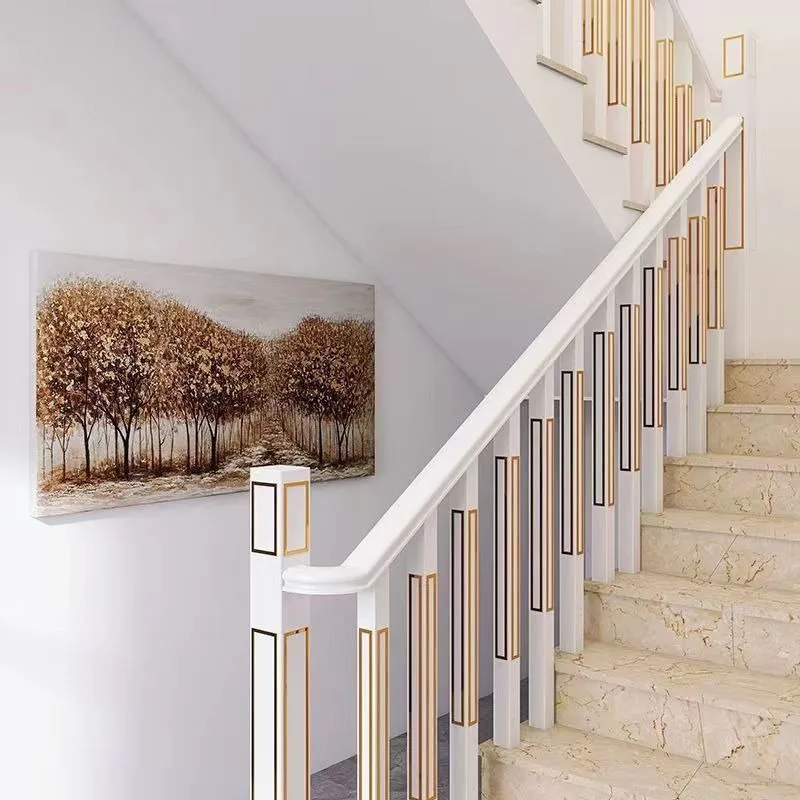 New Fashion Full Set Solid Wood Stair Railing Baluster Home Loft Railing Modern Simple Guardrail Black
