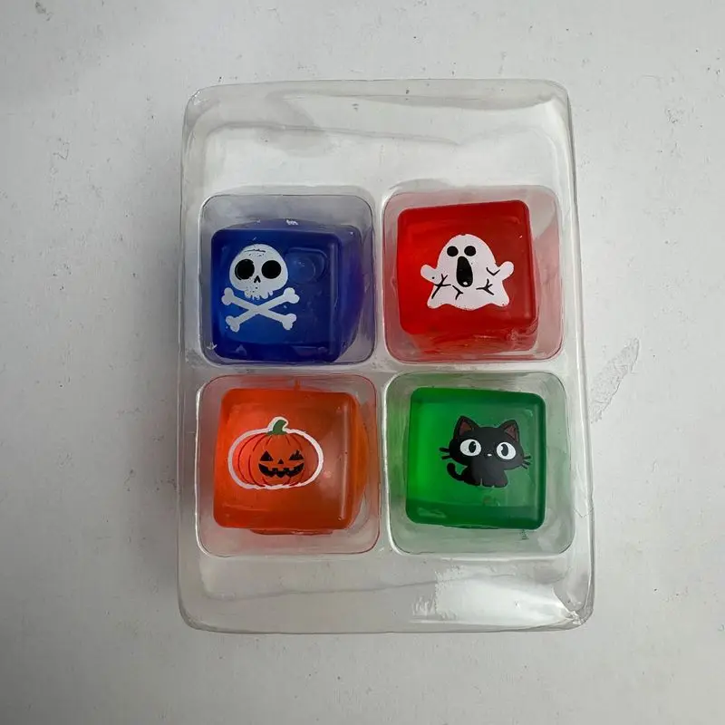 Needoh Halloween Spooky Squishy Ice Cube Super Soft Stress Relief Toy Pumpkin Ghost Skull Black Cat Fidget Adult Anxiety Relief - view 5