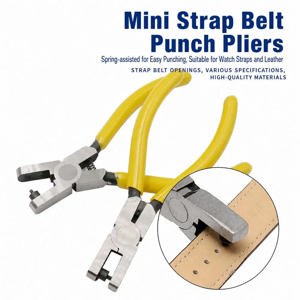 Leather Belt Hole Punch Pliers Mini Watch Band Strap Hole Puncher Spring Loaded Manual Leathercraft Hole Maker DIY Hand Tools