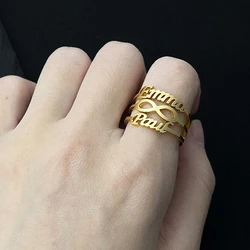 Customized Two Name Adjustable Ring, Ladies' Jewelry, Love, Paw Print, Infinite Symbol Ring, Wedding Valentine's Day Gift