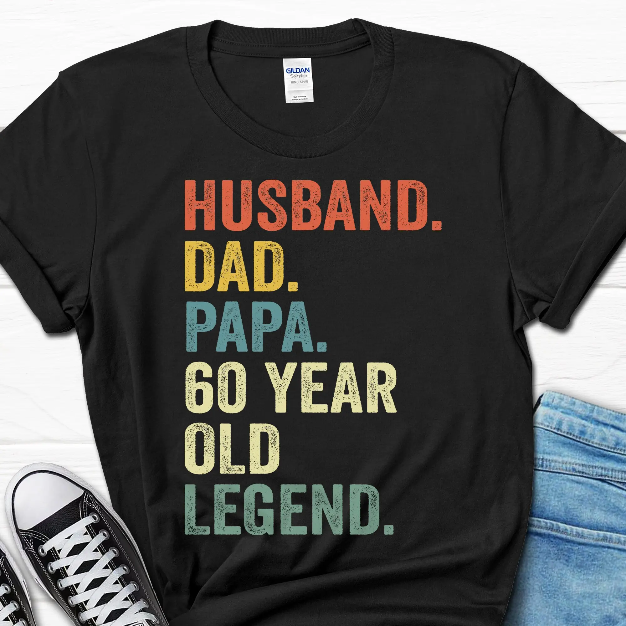 Husband Dad Papa 60 Year Old Legend T Shirt 60th Birthday for Men Him Grandpa