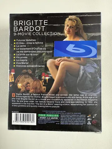 Blu-ray Disc Set for Brigitte Bardot Classic Films 9-Disc HD Collection with French Chinese and Traditional Chinese Subtitles