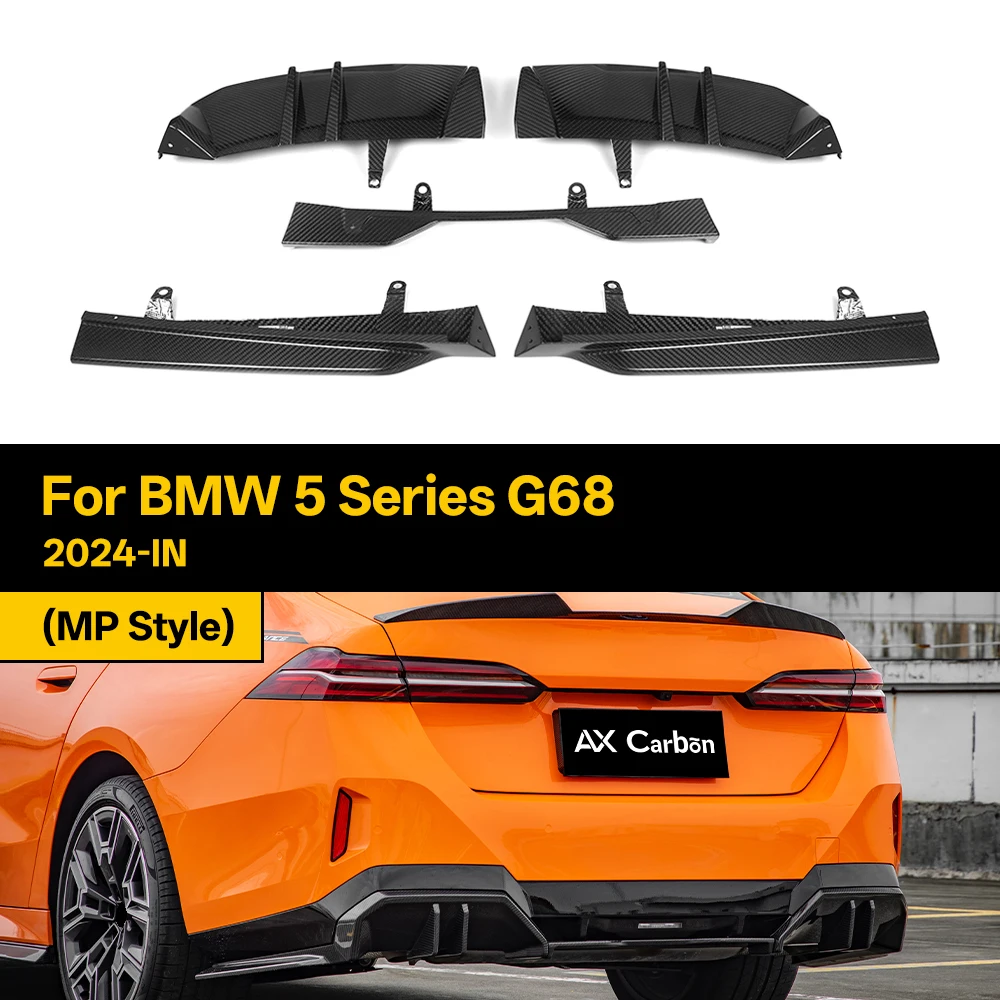 Real Dry Carbon Fiber Rear Lip for BMW 5 Series G68 2024-IN Long Wheelbase Rear Diffuser Bumper MP Style 5Pcs/Set