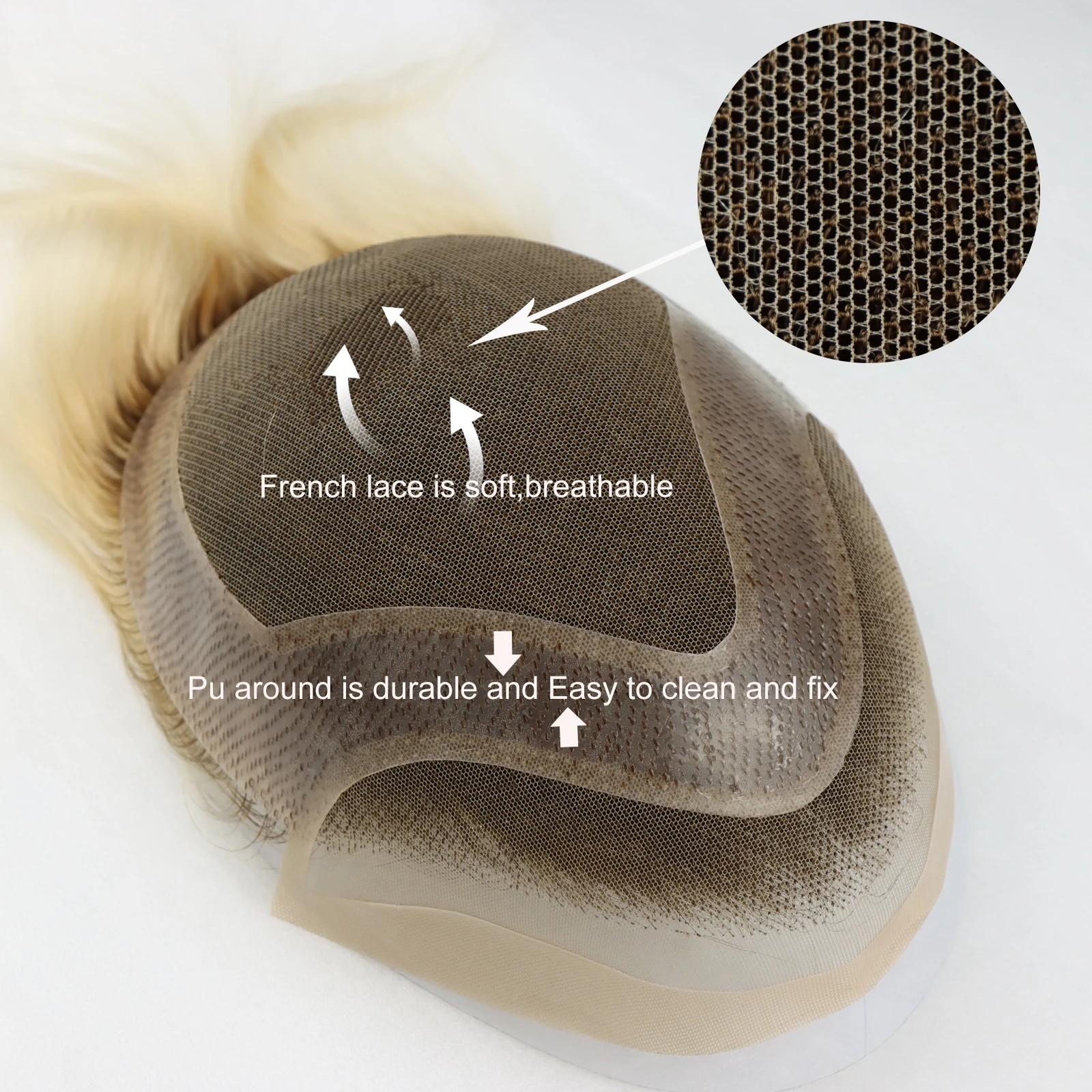 #4T613 Blonde Hair Toupee Wig For Men Dark Roots European Remy Human Hair Systems Unit Full PU Men's Capillary Prosthesis