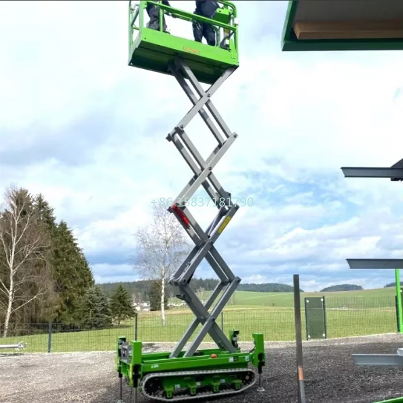 China Lift Platform 6m 8m 500kg Capacity Mobile Tracked Scissor Lift Platform Small Self-propelled Aerial Work Lifting Platform