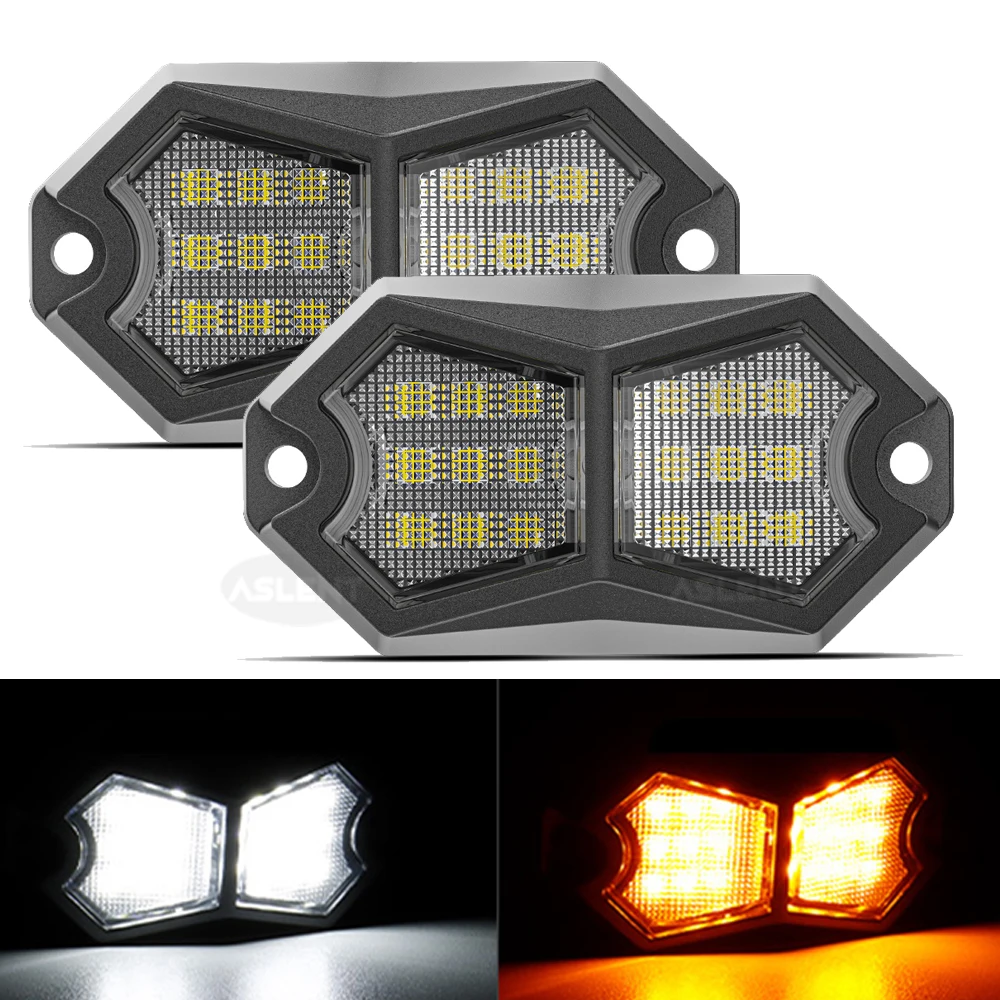 

2pcs Universal 18LED Car Side Marker Lights High Brightness Clearance Lamps 12V-24V Chassis Rock Lights for Truck Pickup SUV ATV