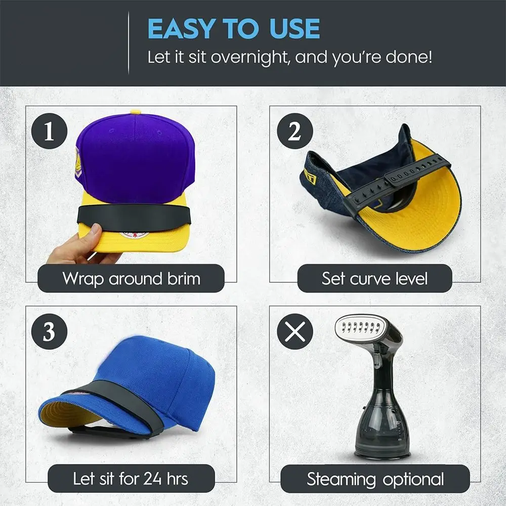 Plastic Hat Bill Bender Easy to Shape Hat Curving Tool Reusable Cap Shape Keeper with 9 Brim Curve for Multiple Size Hat