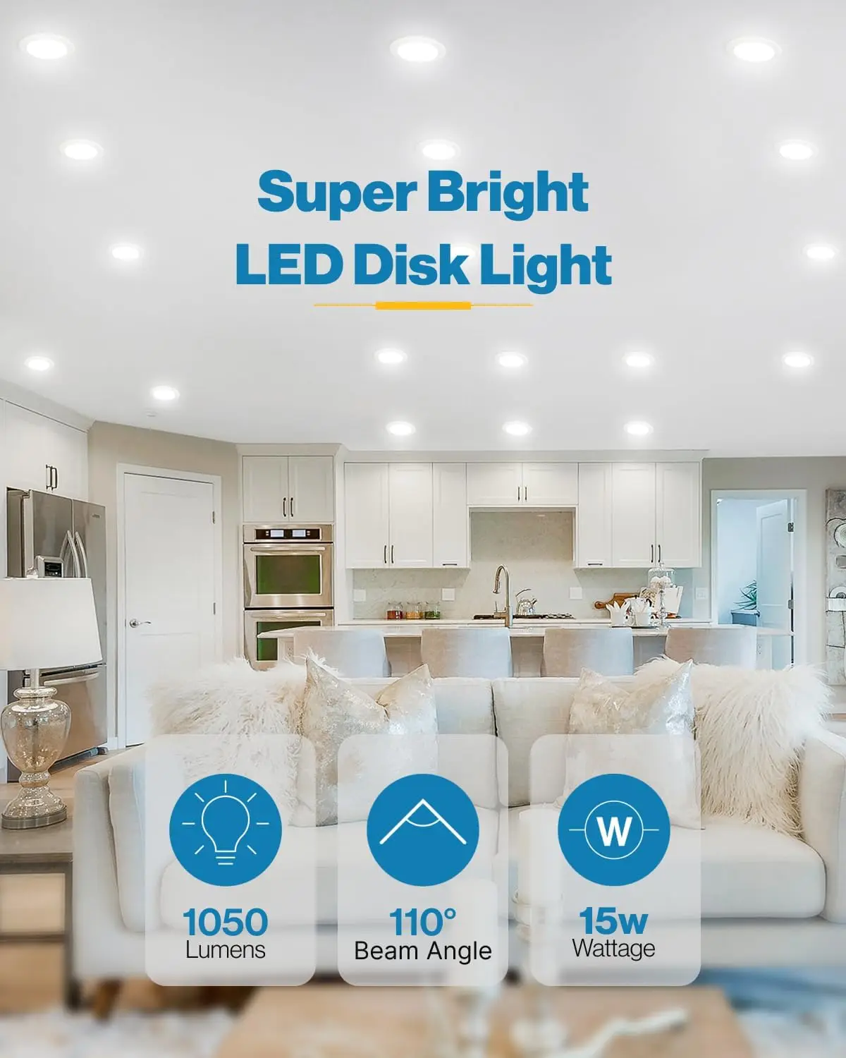 Sunco Led 디스크 조명, 플러시 마운트 디스크 매입 천장 캔 조명, 1050 Lm, 6000K 일광 디럭스, 24 팩, 5/6 인치