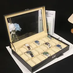 24Slot Watch Case with Large Glass Lid Removable Watch Pillows Watch Box Organizer Gift Loved Ones