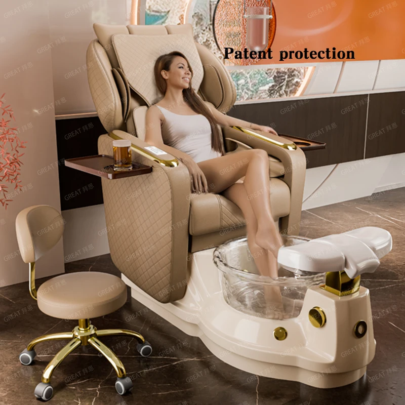 

Luxury Modern Professional Throne Nail Manicure Foot Spa Pink Black Electric Pedicure Chair for Salon With Massage