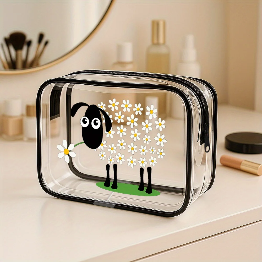 

Adorable Sheep And Floral Design Small Makeup Bag - Great for Outdoor Activities Like Picnics And Camping - a Wonderful Present