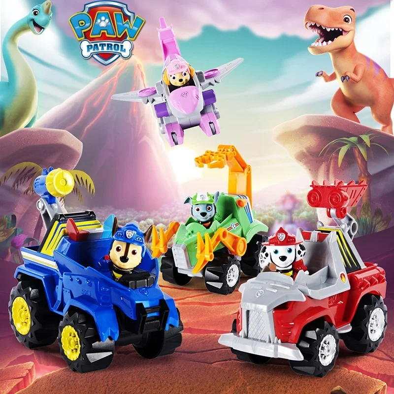 

New Original Paw Patrol The Dinosaur Rescue Team Vehicle Car Ryder Tracker Everest Chase Rex Skye Rocky Marshall Action Gift Toy