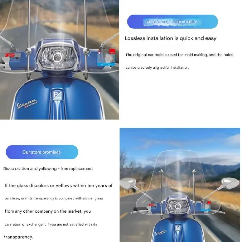 FOR VESPA Sprint 150 Heightened Handguard Windshield - Specially Designed for Specific Models Direct Bolt-on Installation