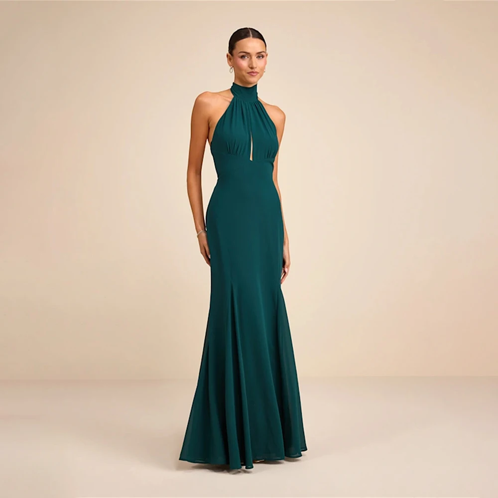 

Женские вечерние платья для торжественных мероприятий, вечерние наряды с вырезом халтер, драпированные, с подолом «русалка», элегантные коктейльные платья для гала-вечеров