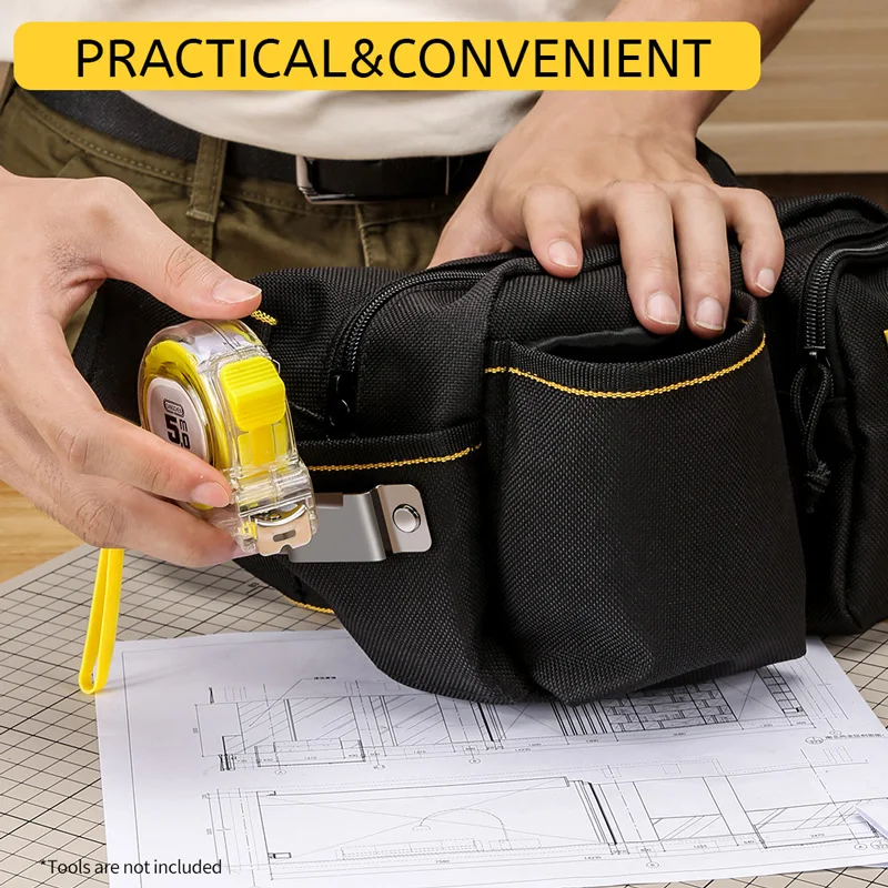 1pc Thickened Electrician Tool Waist Bag, Multifunctional Oxford Cloth Wideband Maintenance Tool Bag